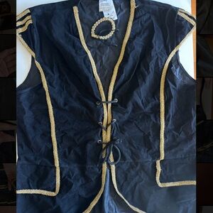 Black Vest with Gold Trim Lace-Up Front